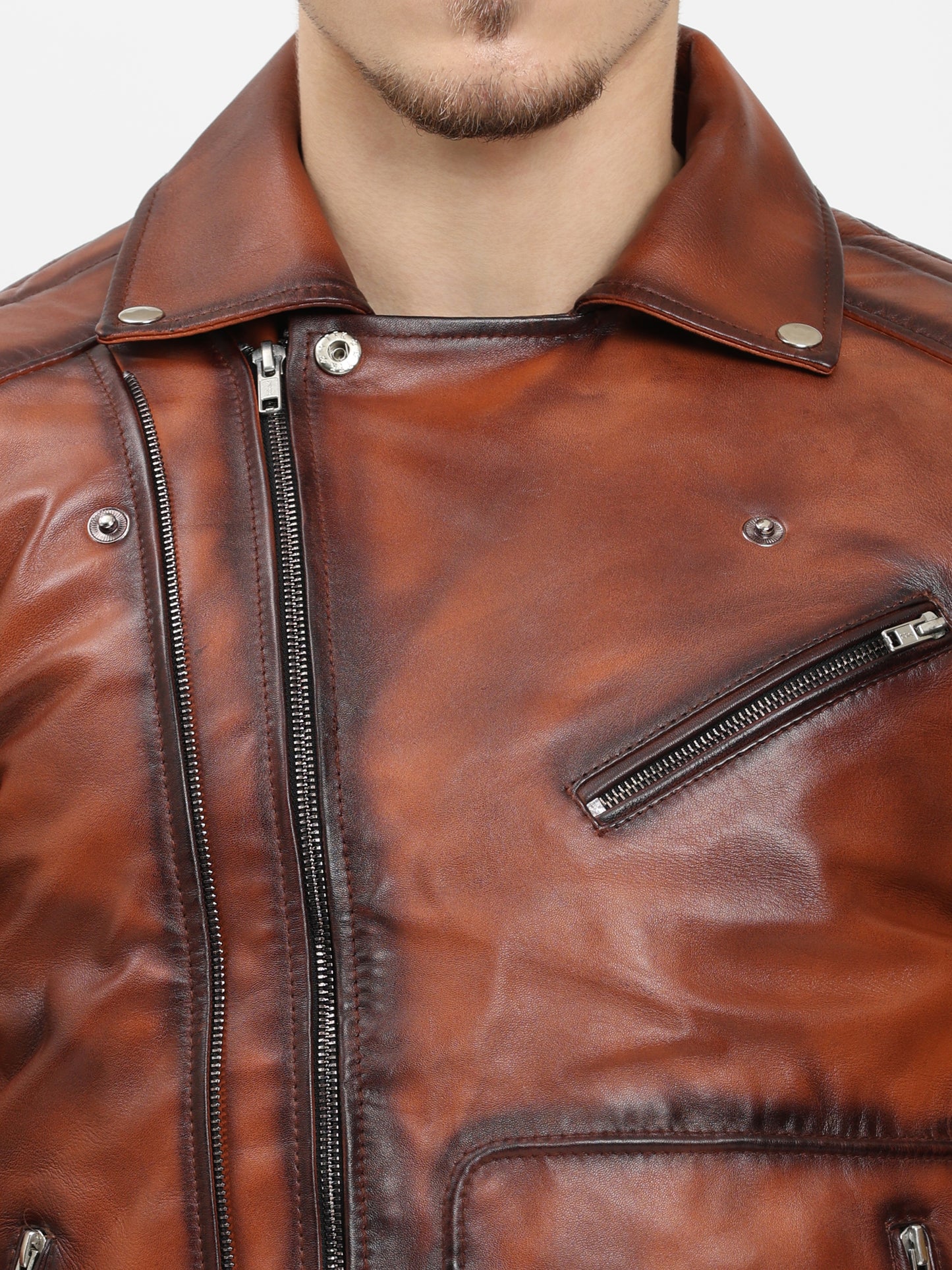 Men’s Premium Vintage Brown Biker Leather Jacket
