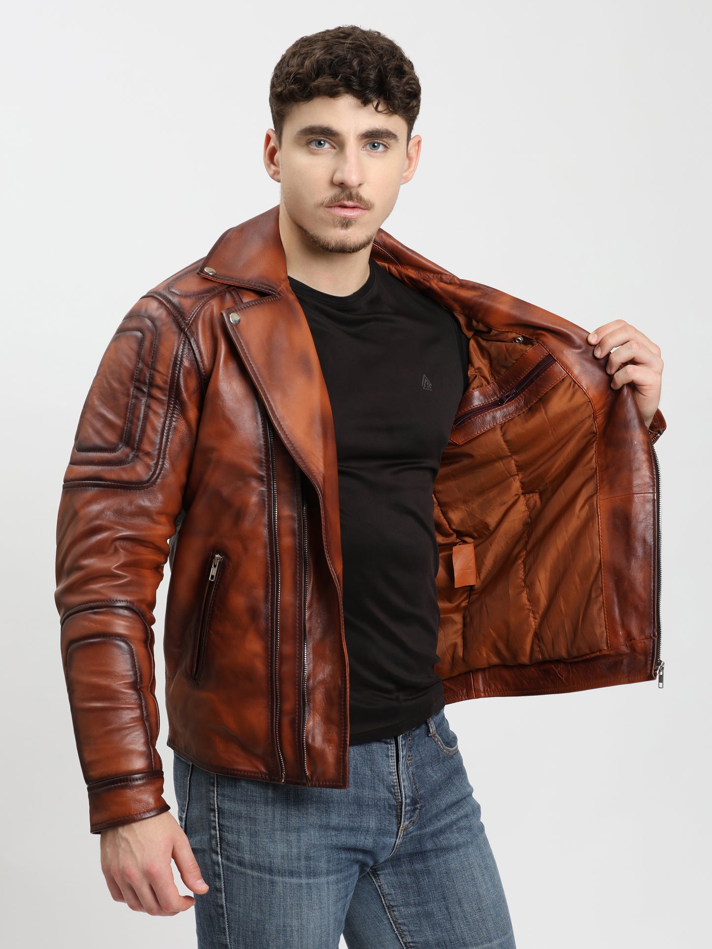 Men’s Premium Vintage Brown Biker Leather Jacket