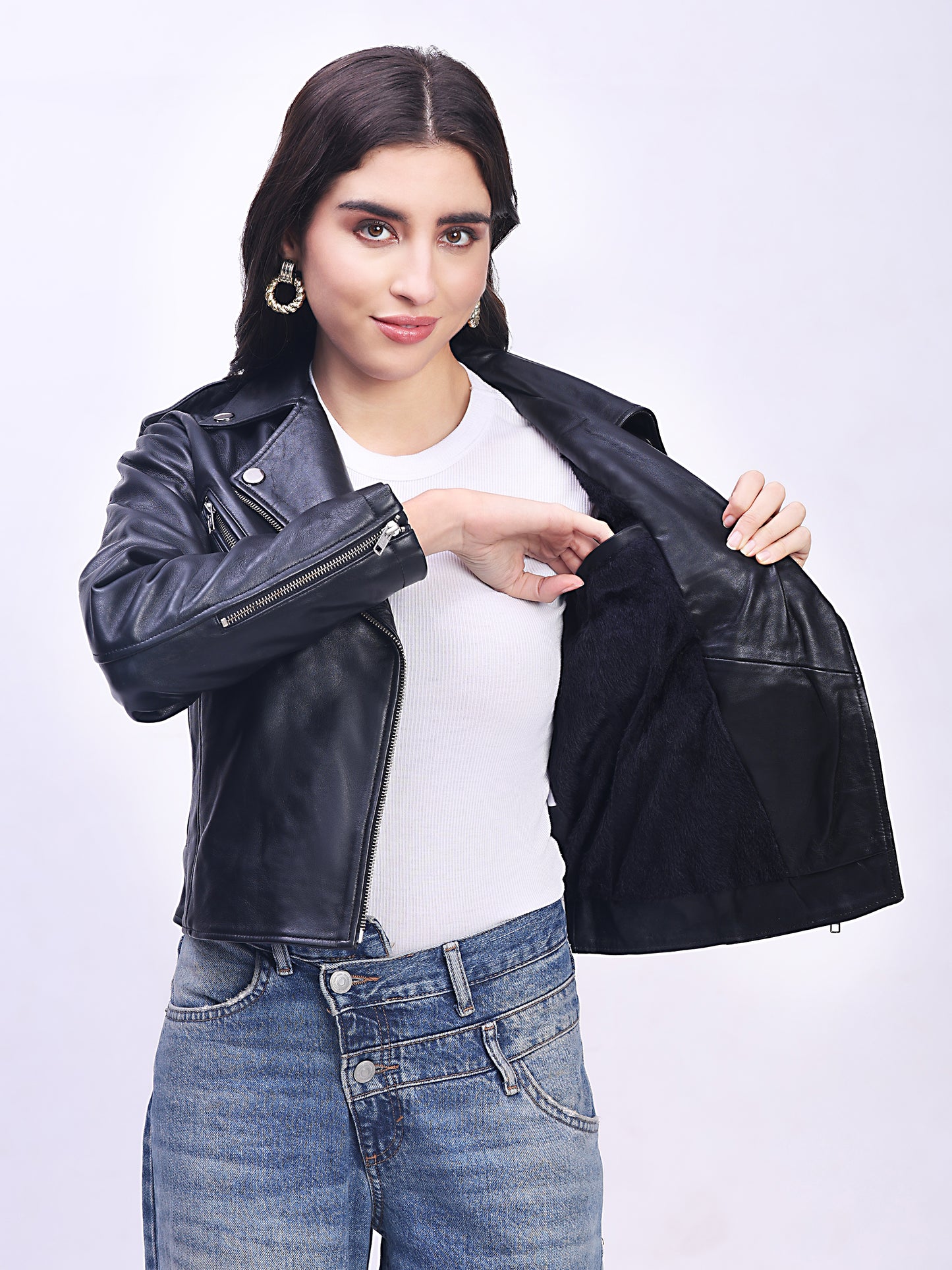The Midnight Genuine Leather Ensemble of Modern Elegance - Black AU