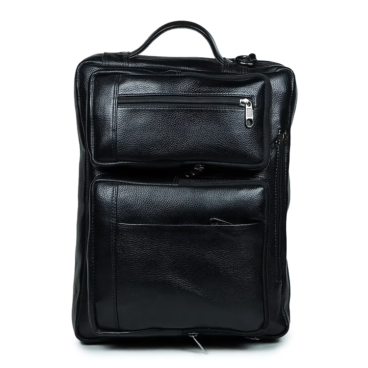 PrestigeTote Real Leather Executive Bag -Black