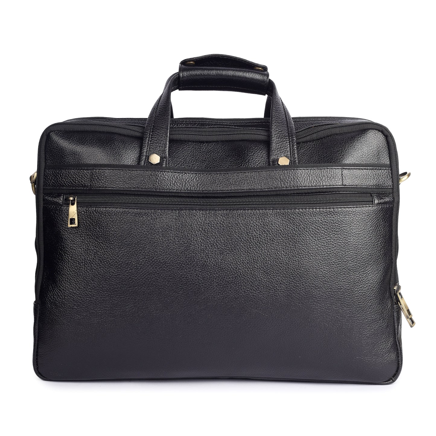 Laptop Messenger Office Bag in Genuine Leather For Men in Black