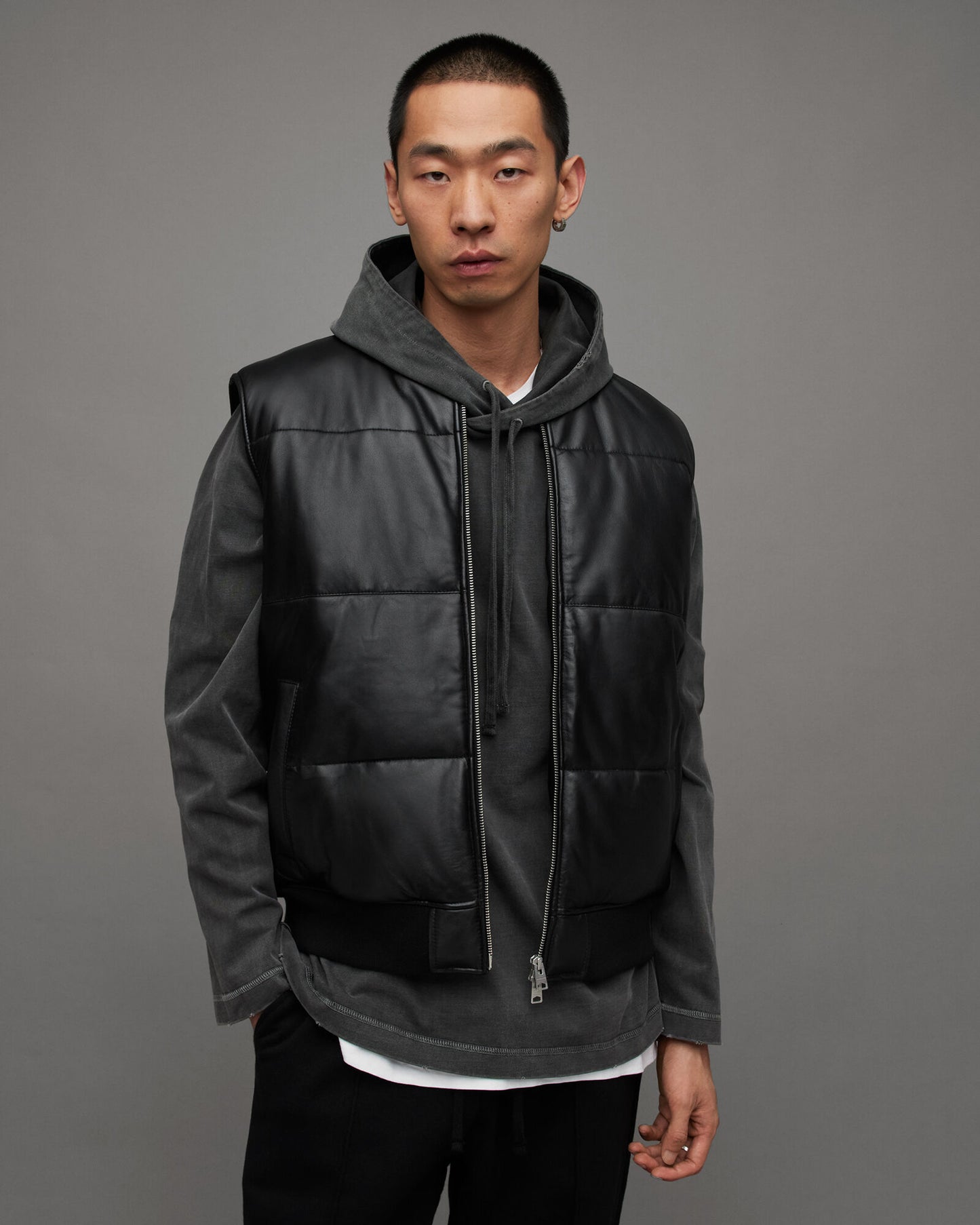 Sleeveless - Cut Sheepskin Leather Jacket (Bomber)