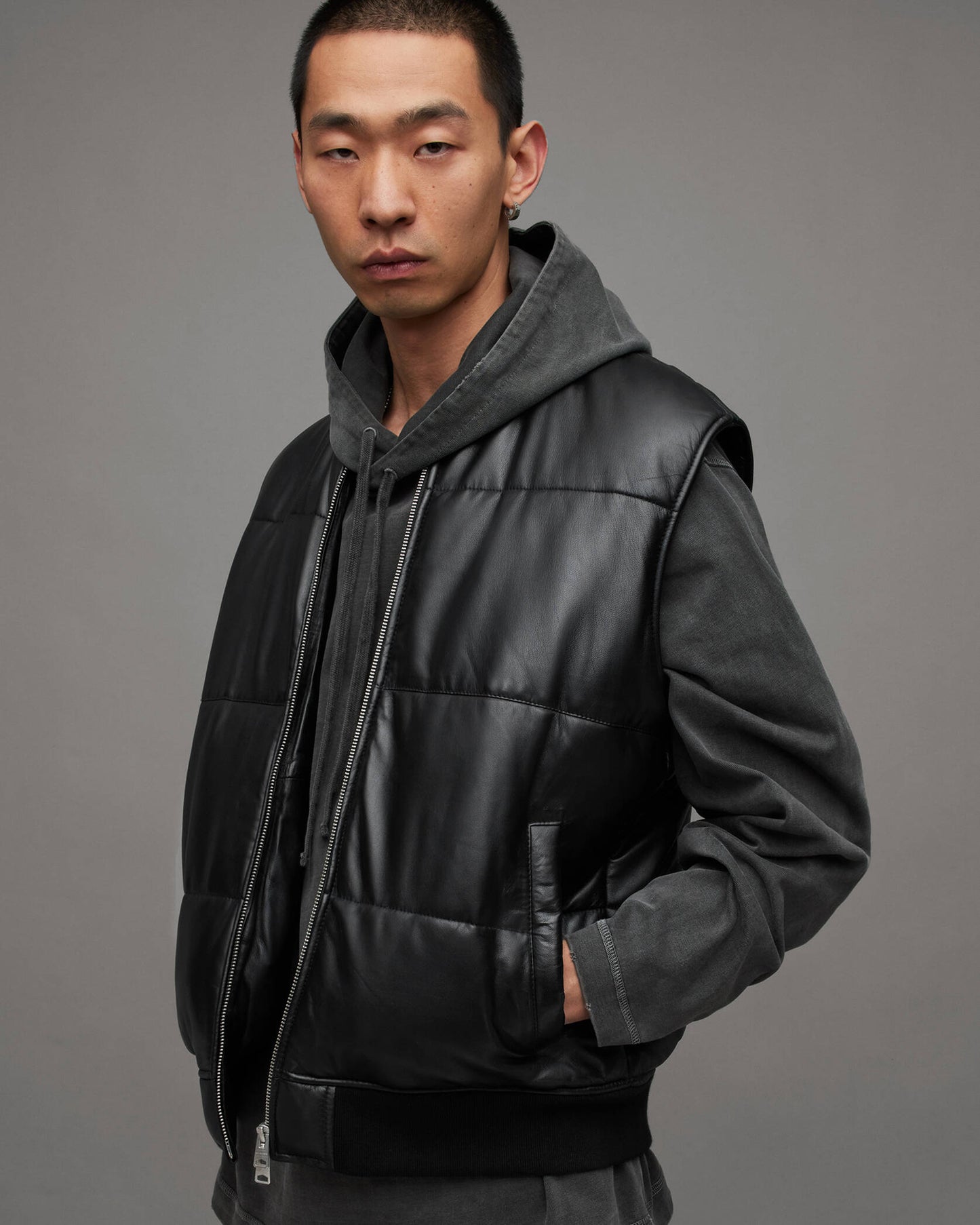 Sleeveless - Cut Sheepskin Leather Jacket (Bomber)