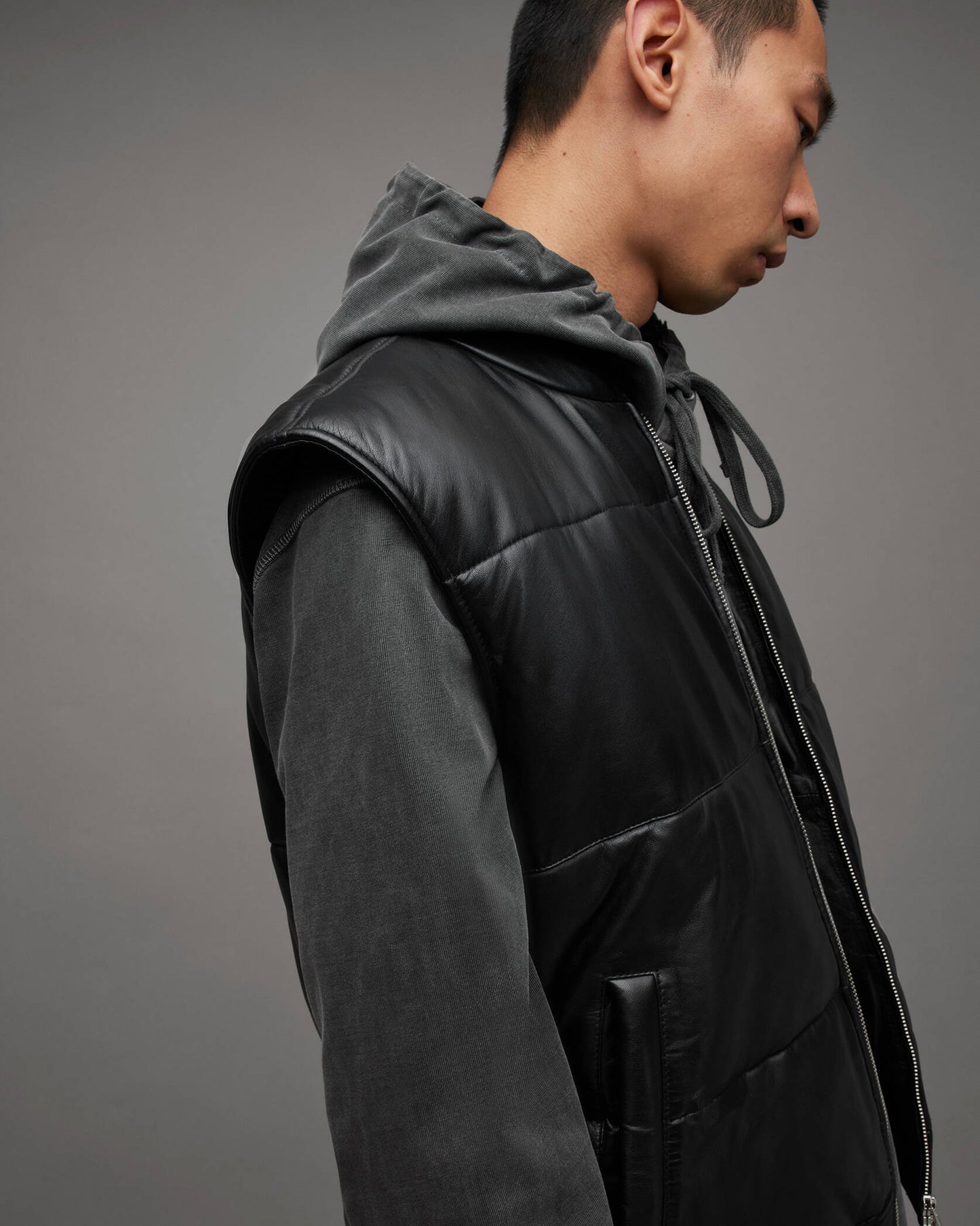 Sleeveless - Cut Sheepskin Leather Jacket (Bomber)