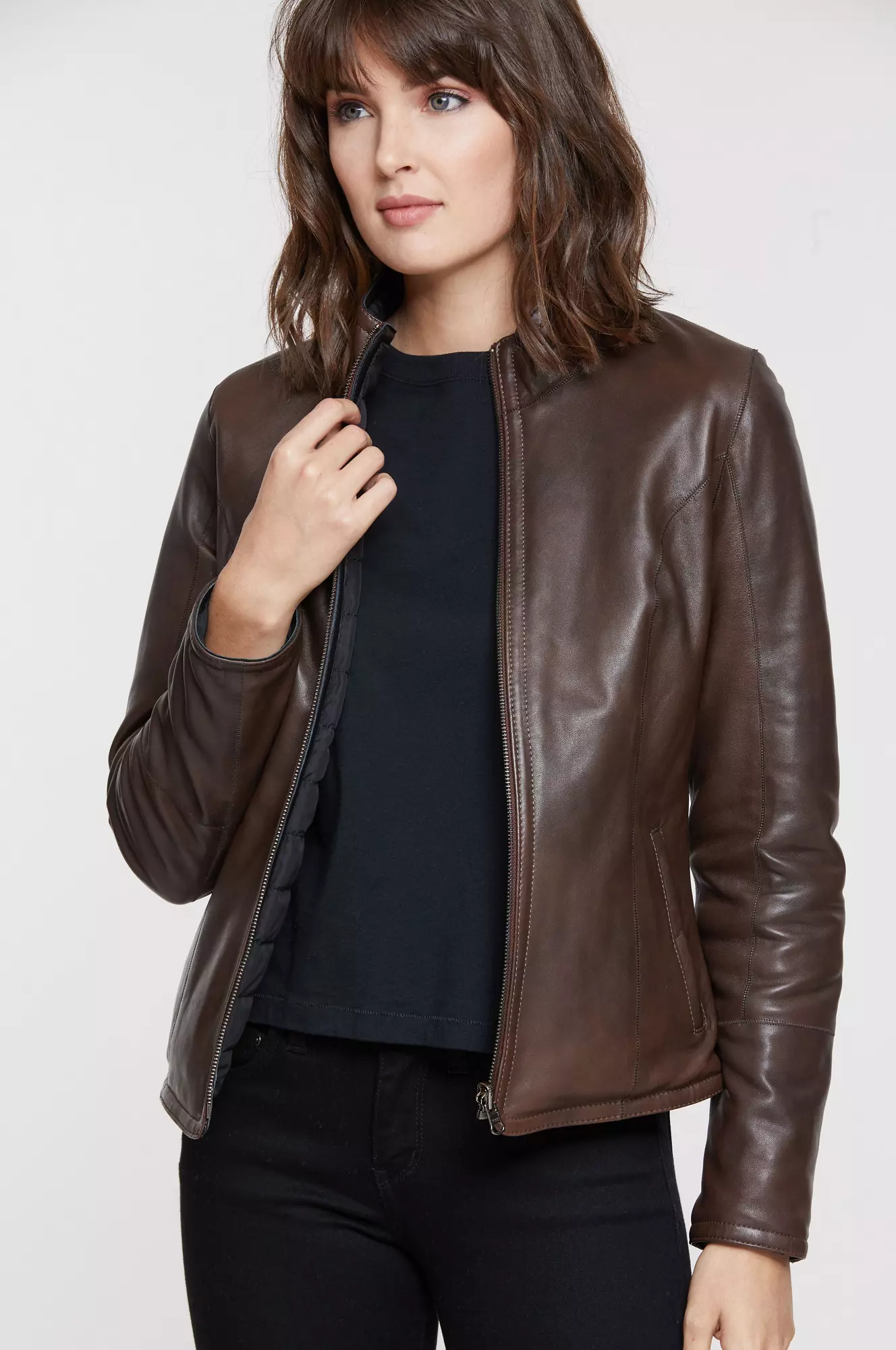 Kayla Reversible Goatskin Suede Leather Jacket