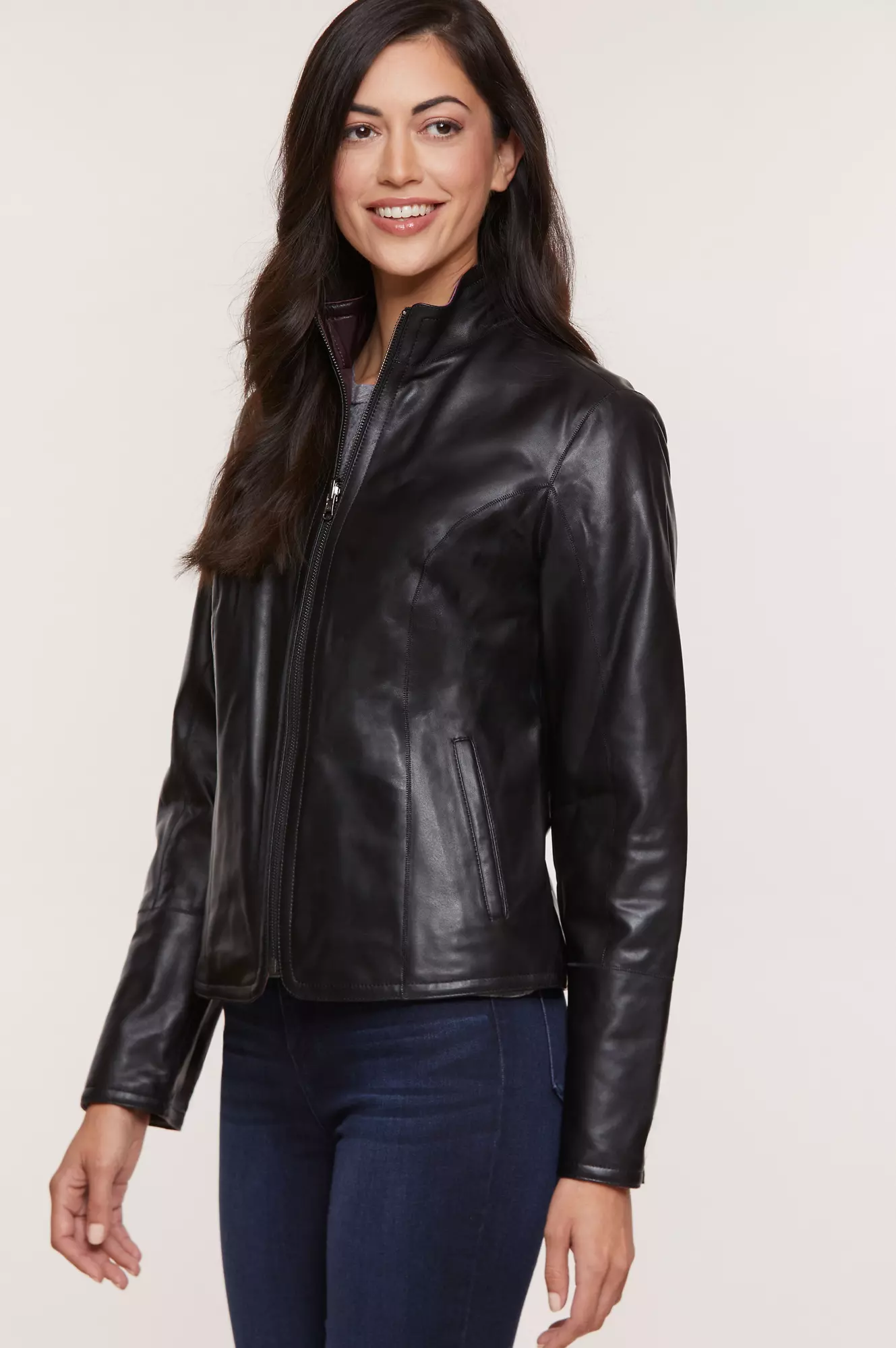 Kayla Reversible Goatskin Suede Leather Jacket