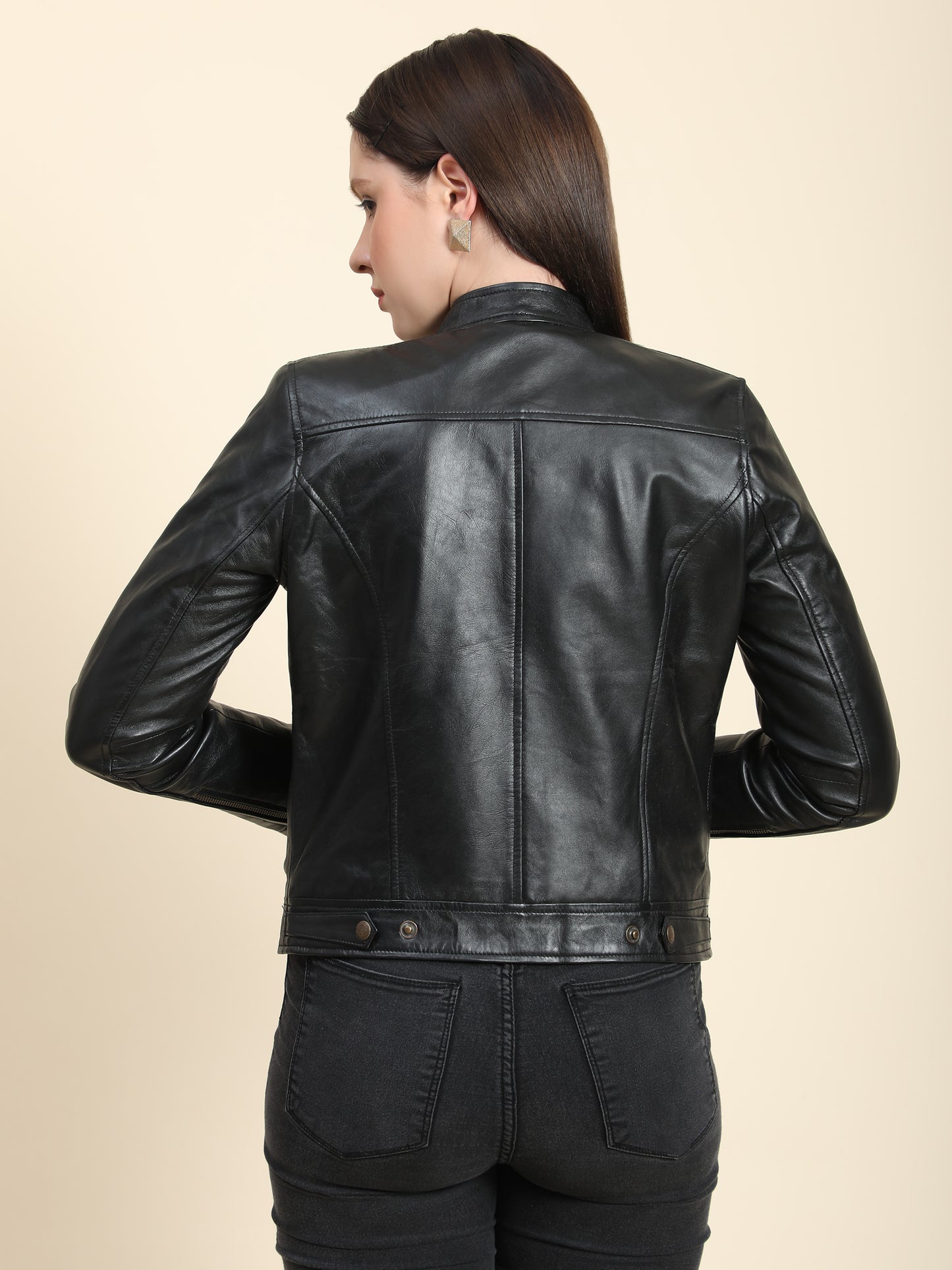 Women’s Premium Genuine Sheepskin Leather Jacket - Black