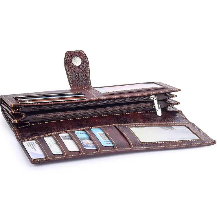 ChérieLeather Classic Clutch Wallet - Dark Brown