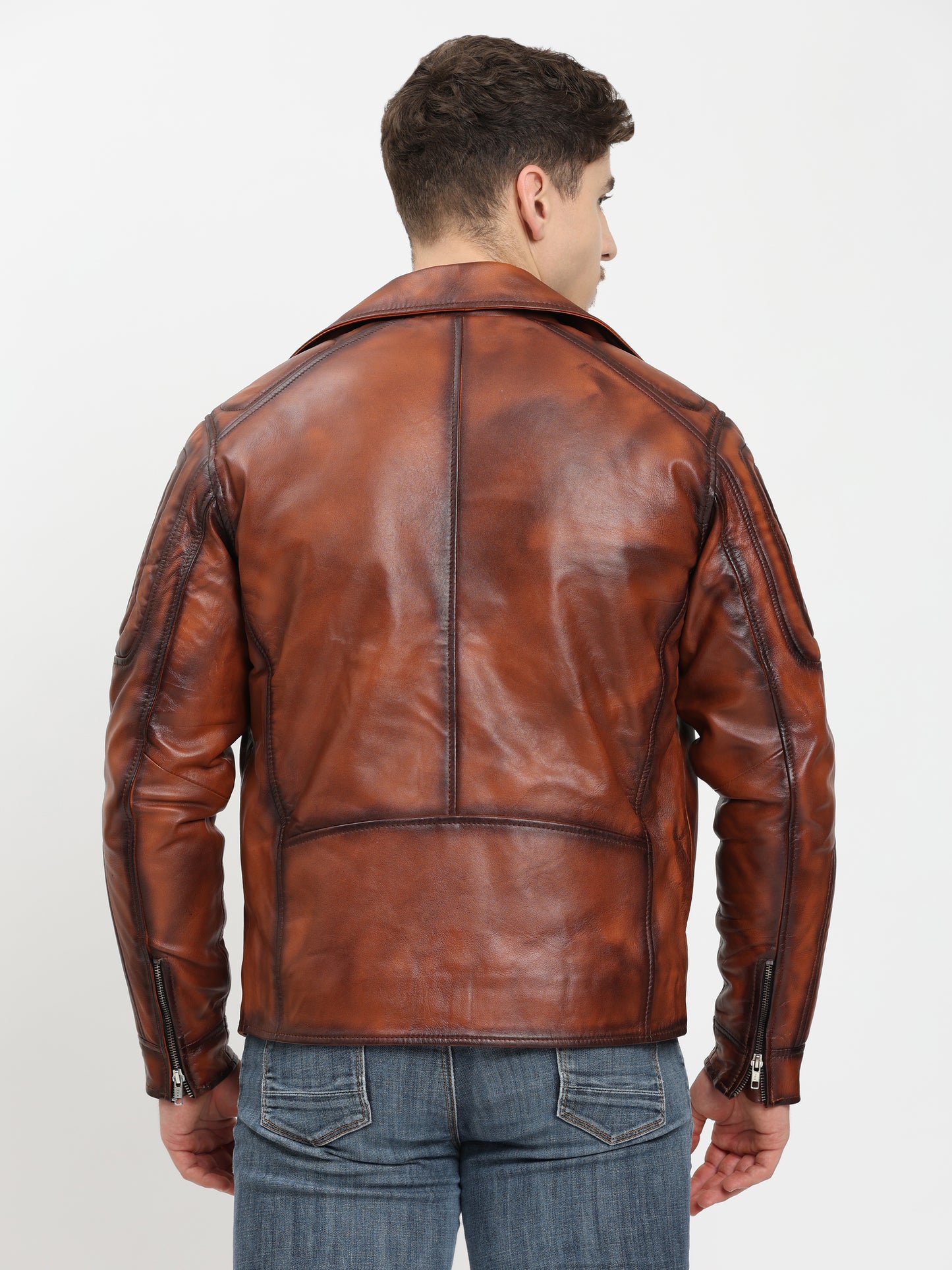 Men’s Premium Vintage Brown Biker Leather Jacket