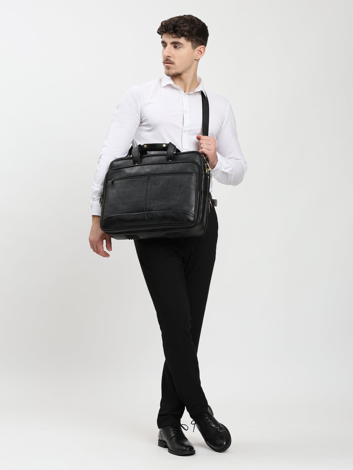 Heritage Leather Laptop Messenger Office Bag for - Black