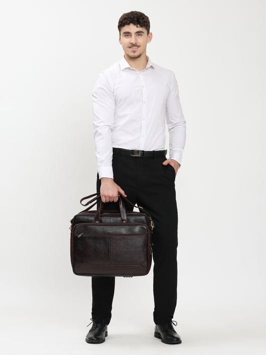 Heritage Leather Laptop Messenger Office Bag for - Brown