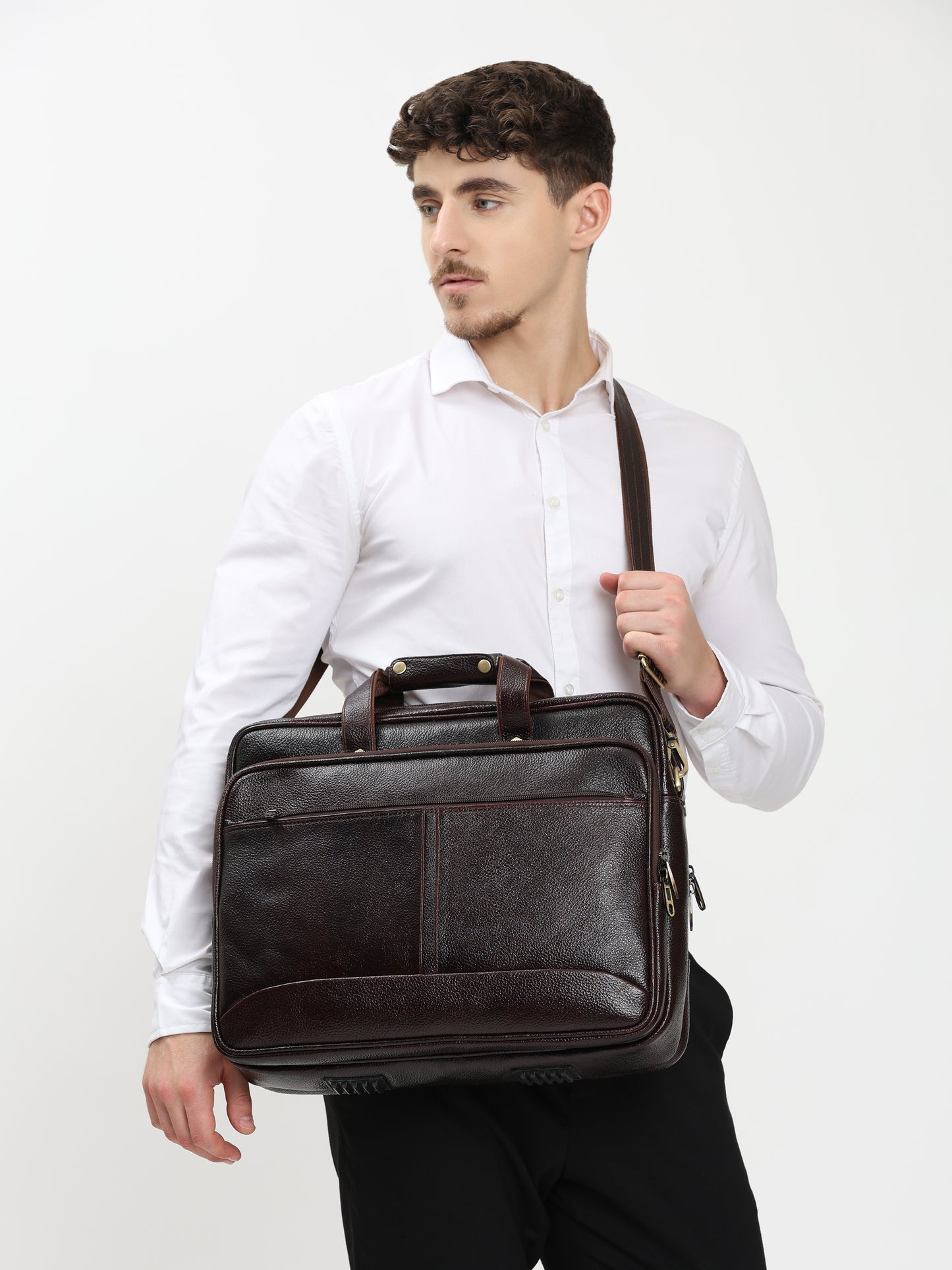 Heritage Leather Laptop Messenger Office Bag for - Brown