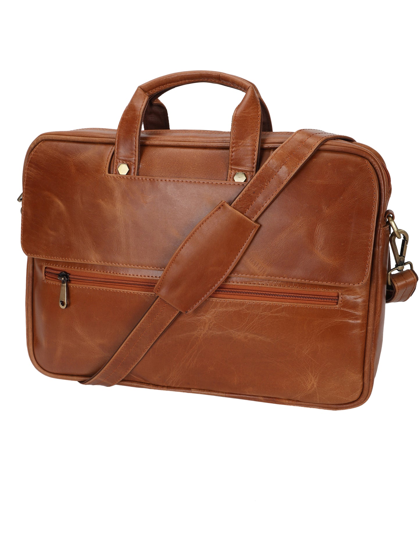 Prestige Genuine Leather Laptop Work Bag - Brown