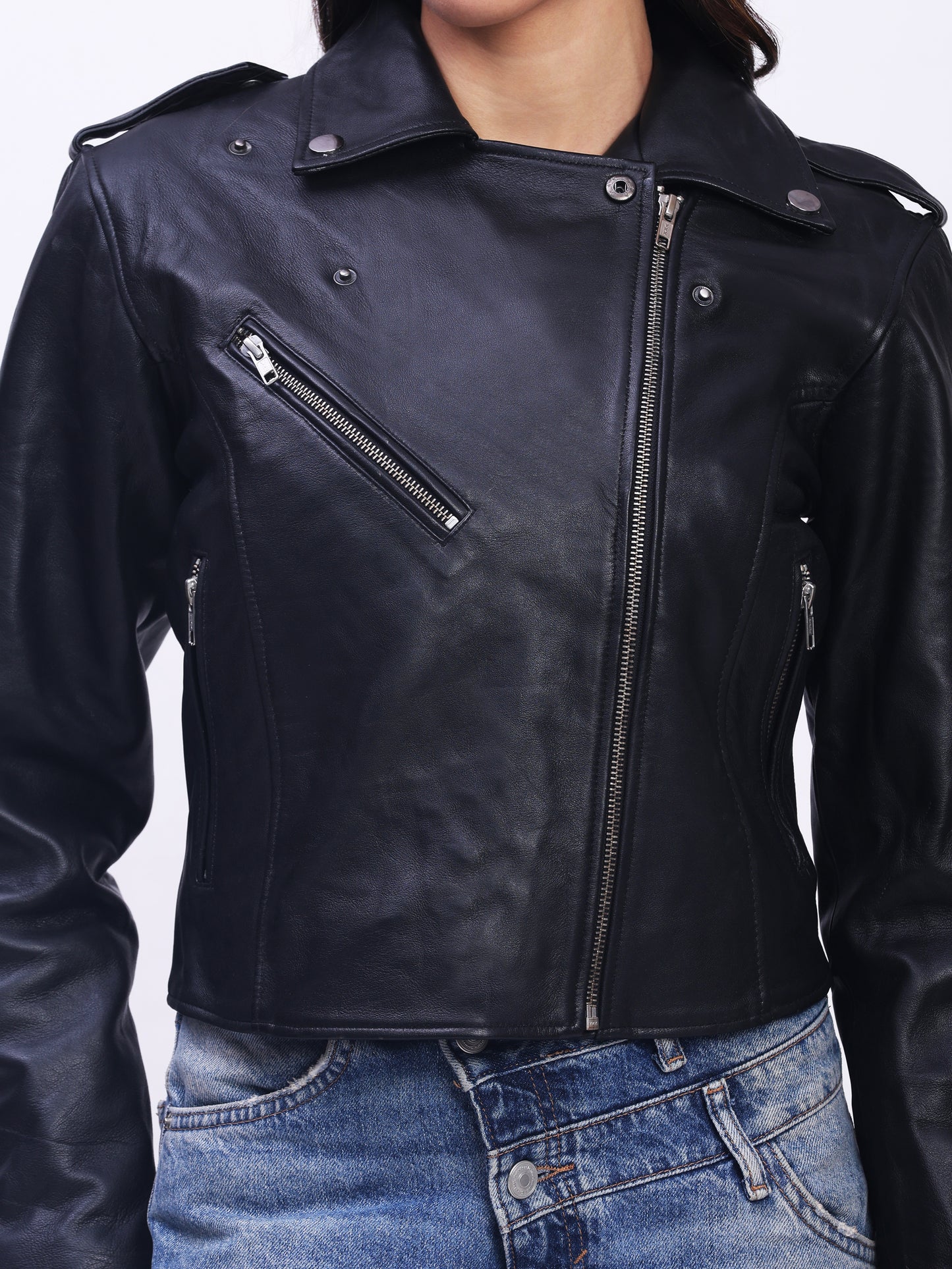 The Midnight Genuine Leather Ensemble of Modern Elegance - Black AU