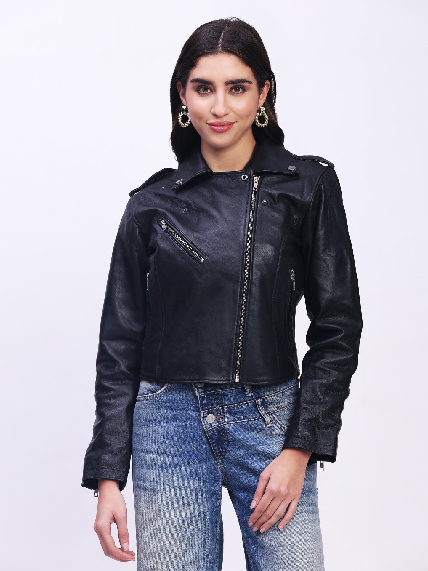 The Midnight Genuine Leather Ensemble of Modern Elegance - Black AU
