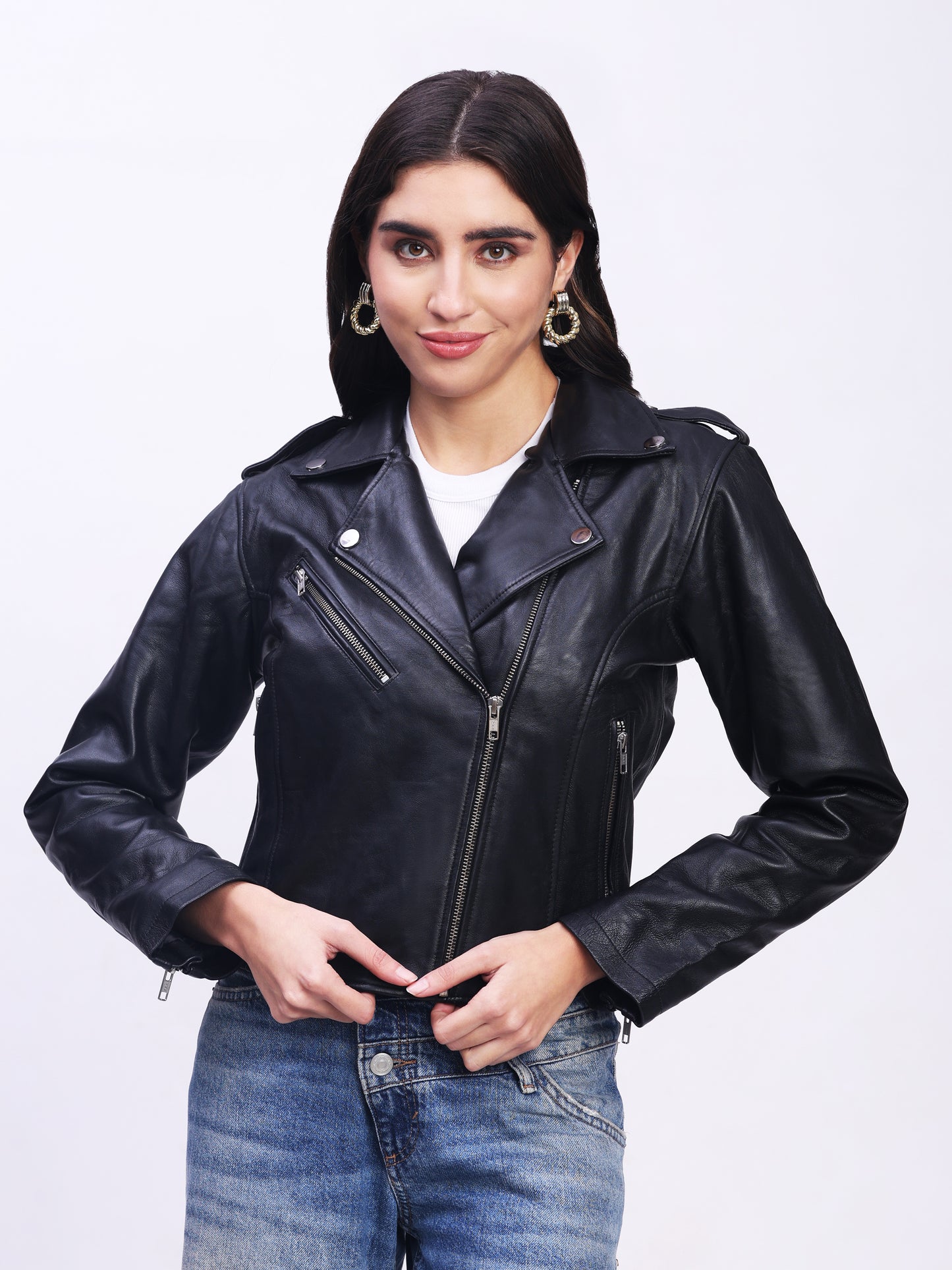 The Midnight Genuine Leather Ensemble of Modern Elegance - Black AU