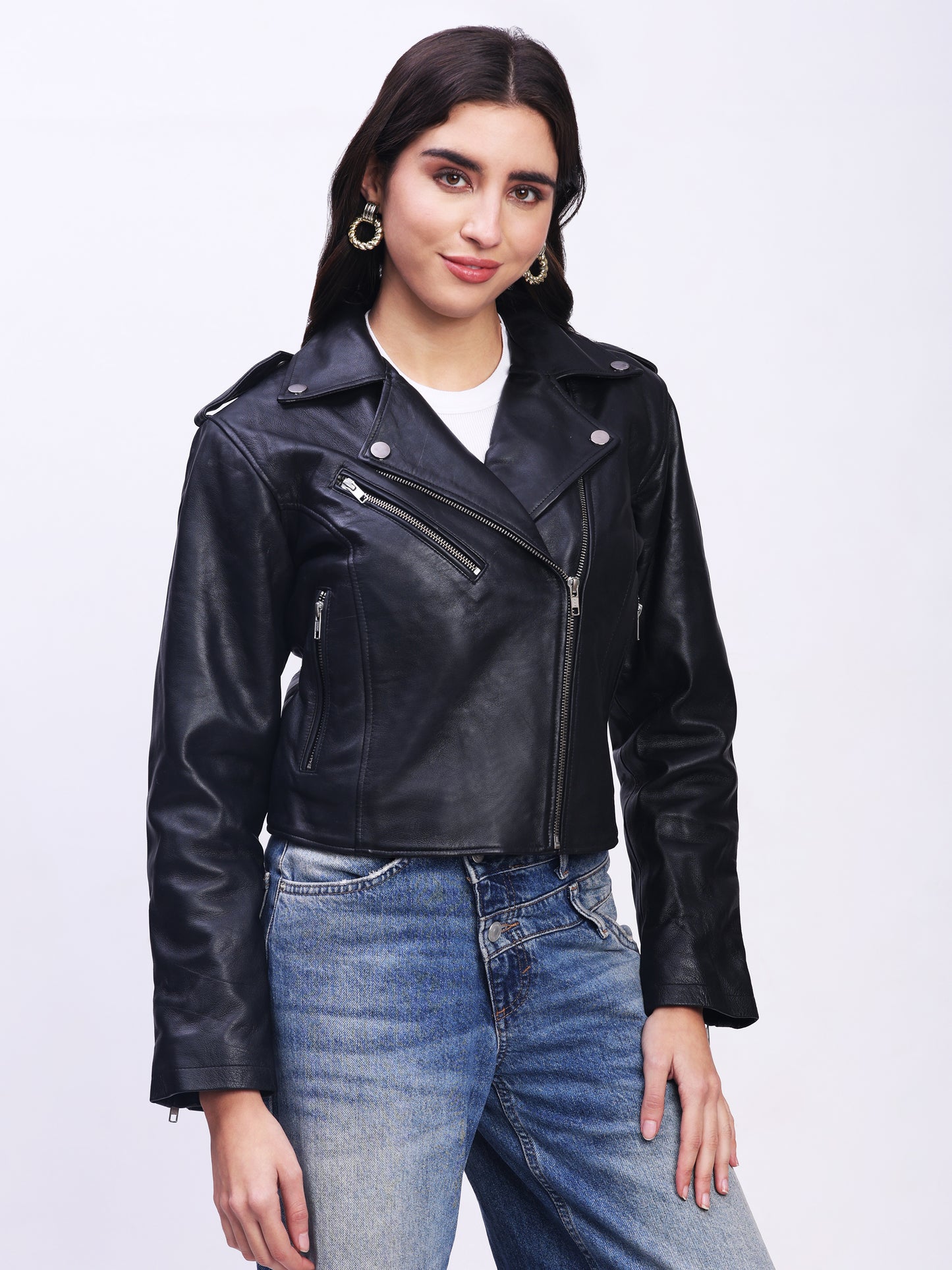 The Midnight Genuine Leather Ensemble of Modern Elegance - Black AU