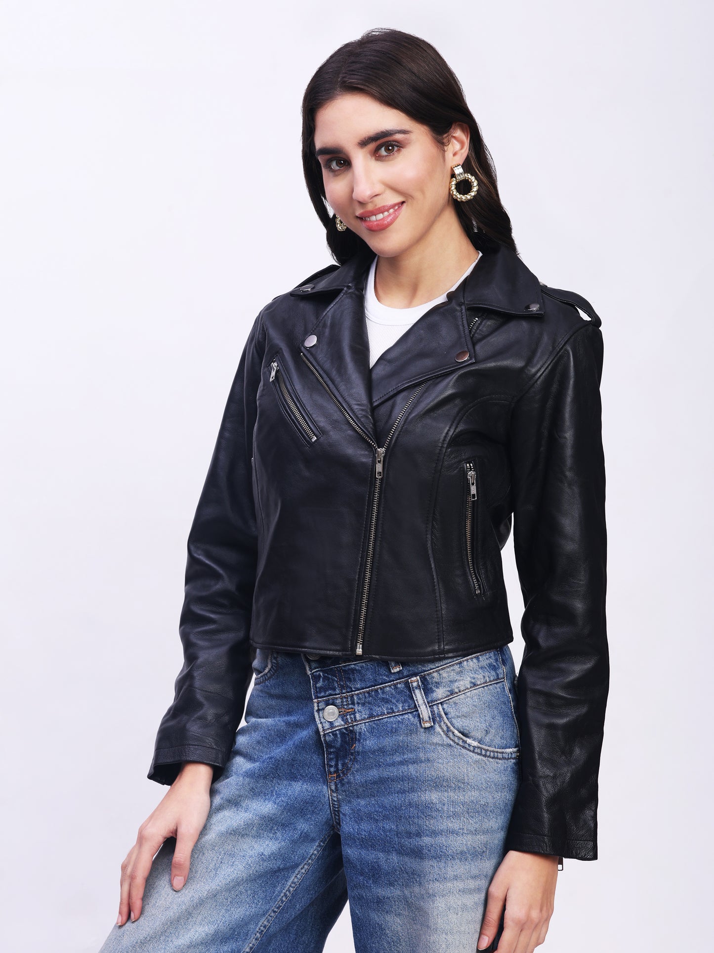 The Midnight Genuine Leather Ensemble of Modern Elegance - Black AU