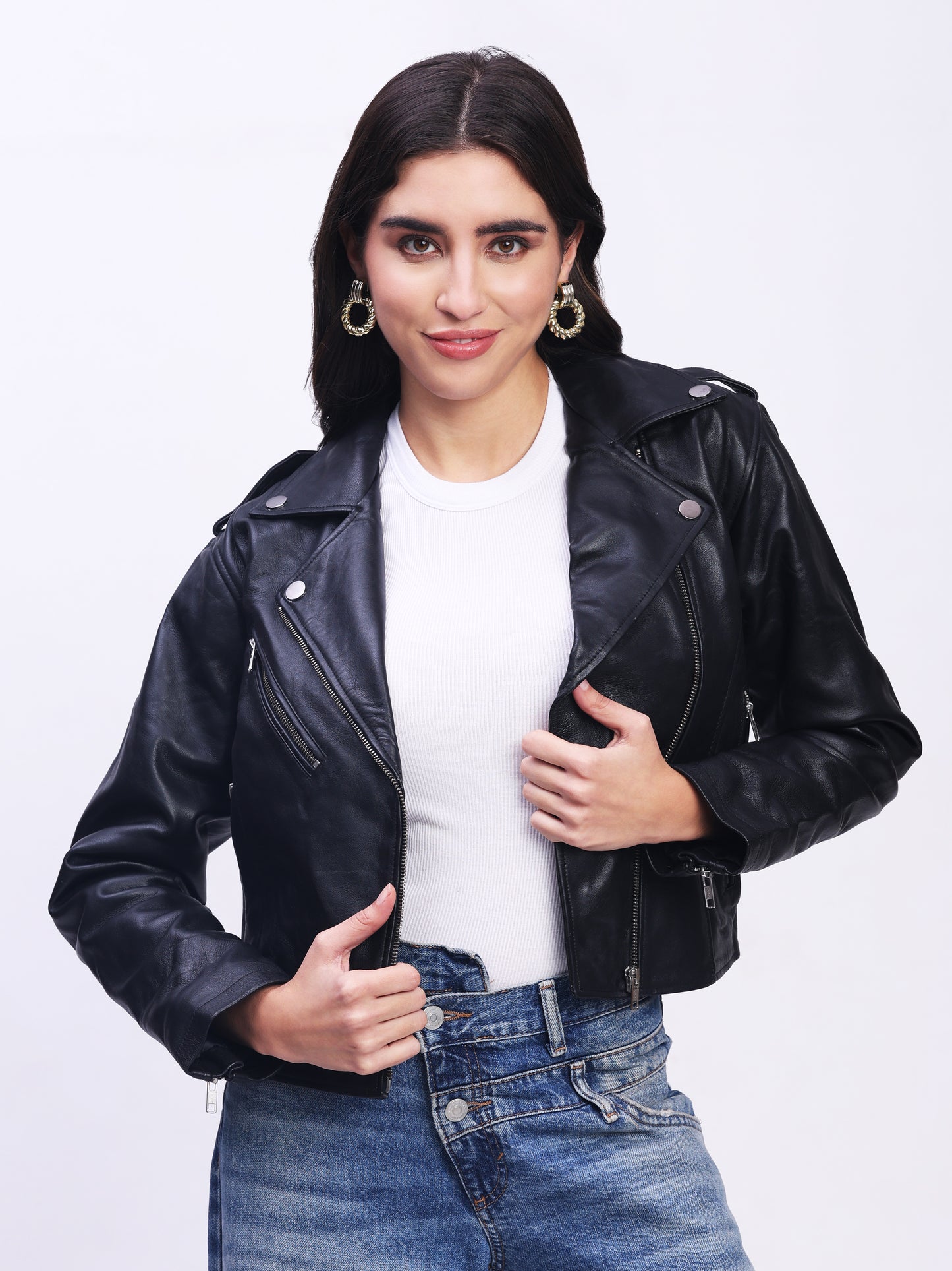 The Midnight Genuine Leather Ensemble of Modern Elegance - Black AU