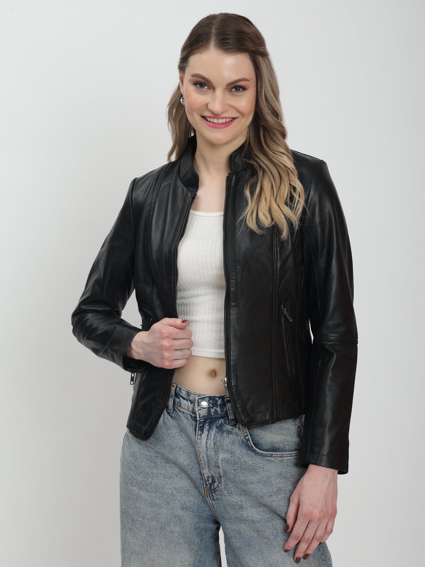 Veloura Women’s Classic Sheepskin Leather Jacket