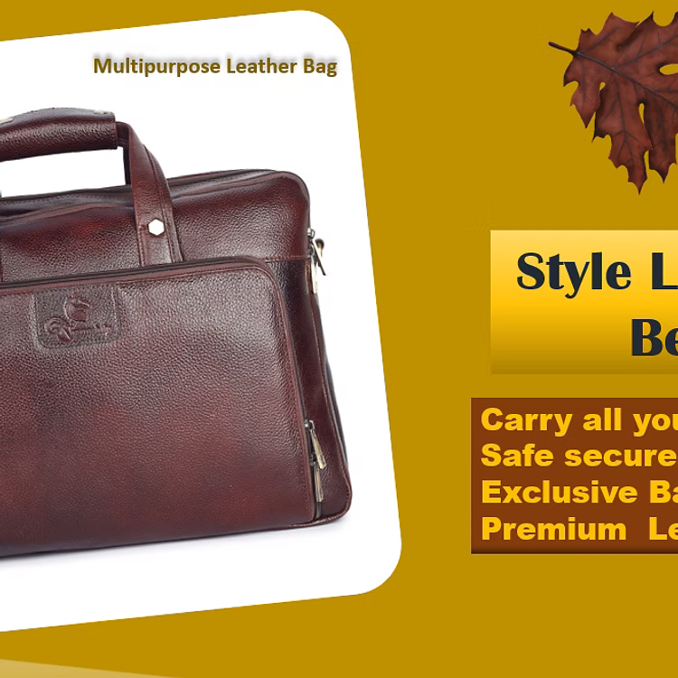 Executive Laptop Messenger Office Bag in Genuine Leather - Brown