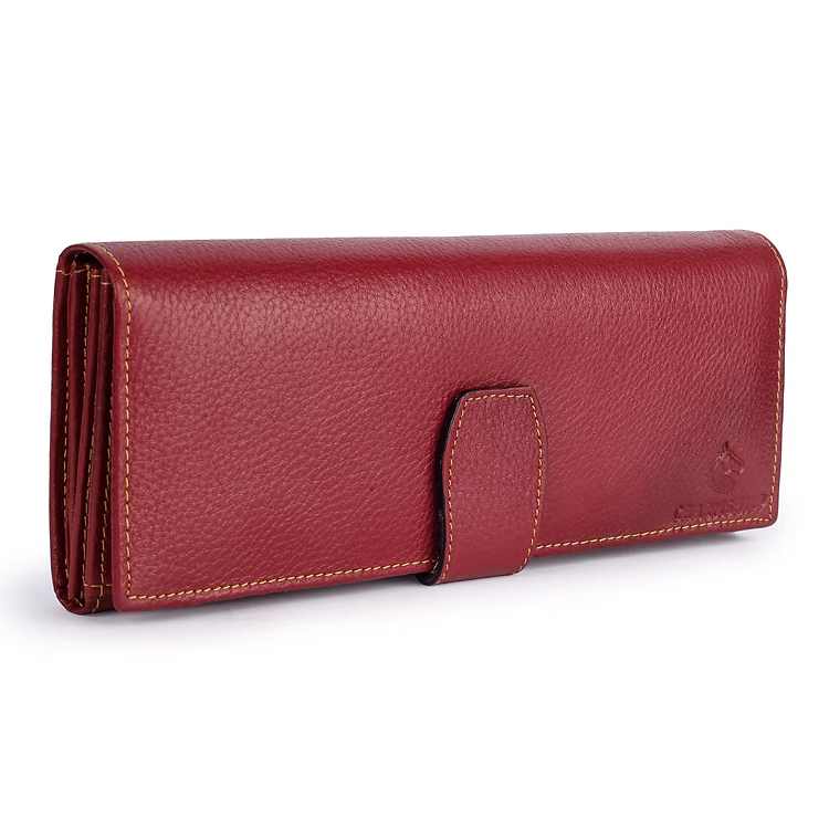 ChérieLeather Classic Clutch Wallet -Red