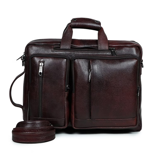 PrestigeTote Real Leather Executive Bag – Brown