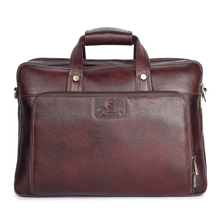 Executive Laptop Messenger Office Bag in Genuine Leather - Brown