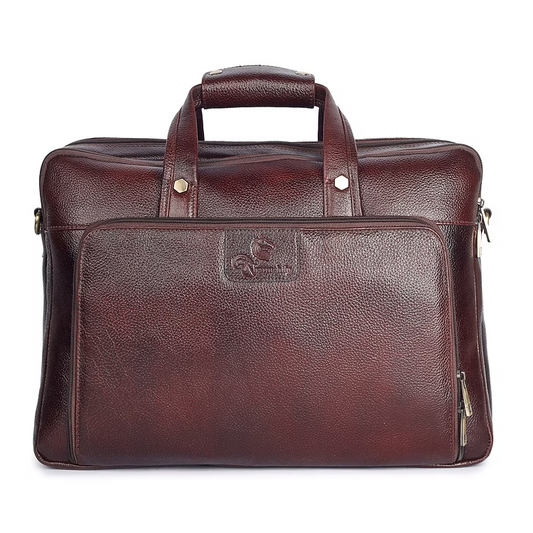 Executive Laptop Messenger Office Bag in Genuine Leather - Brown