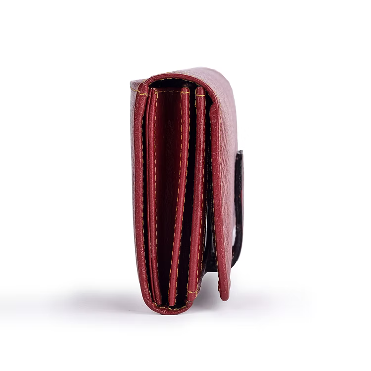 ChérieLeather Classic Clutch Wallet -Red