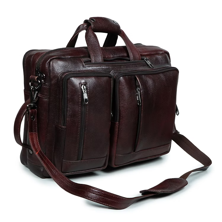 PrestigeTote Real Leather Executive Bag – Brown