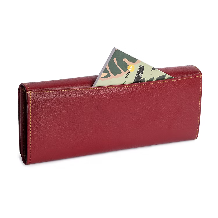 ChérieLeather Classic Clutch Wallet -Red