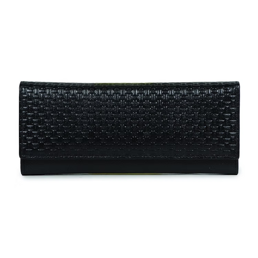 Sovereign Weave Women’s Long Wallet in Genuine Leather - Black