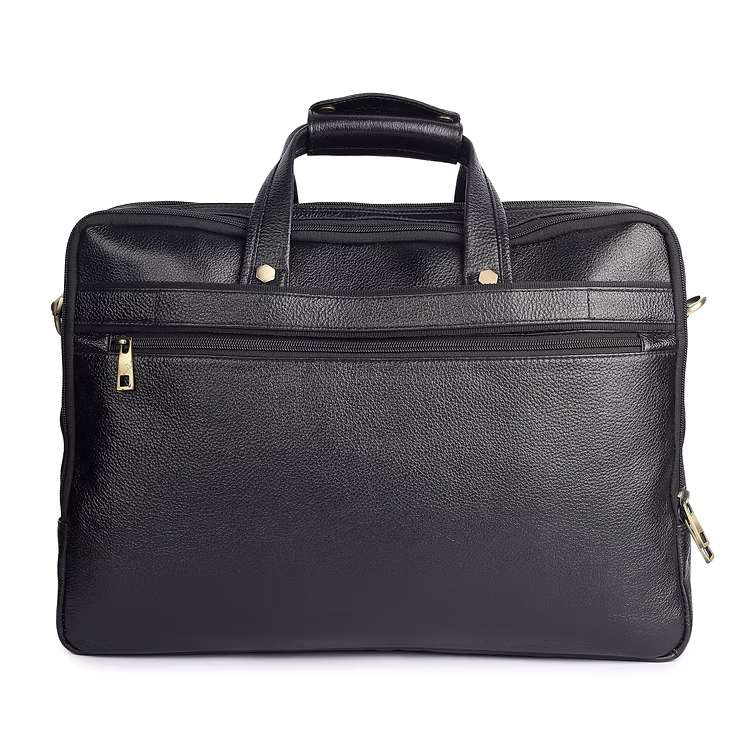 Executive Laptop Messenger Office Bag in Genuine Leather - Black