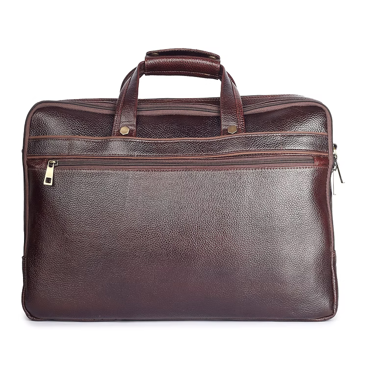 Executive Laptop Messenger Office Bag in Genuine Leather - Brown