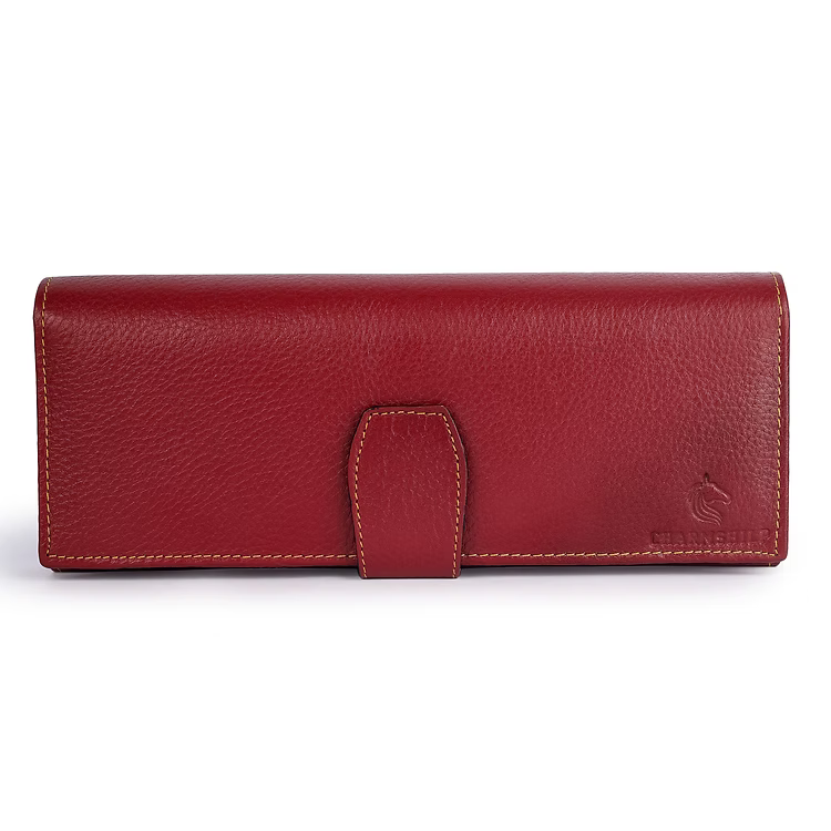 ChérieLeather Classic Clutch Wallet -Red