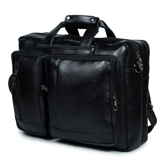 PrestigeTote Real Leather Executive Bag -Black