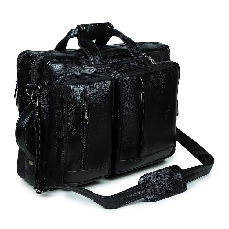 PrestigeTote Real Leather Executive Bag -Black