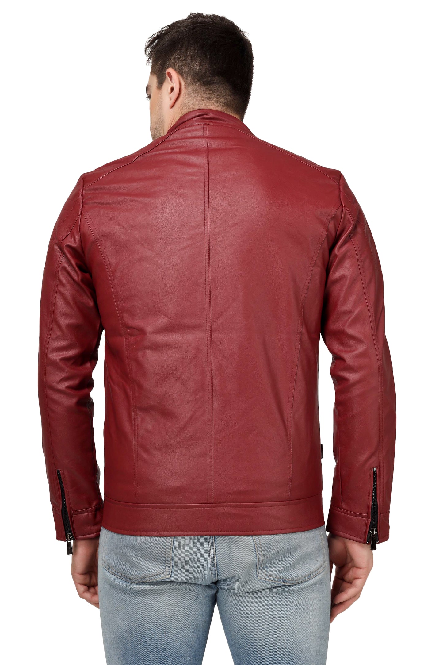 Full Sleeve Mesh Men PU Leather Jacket for Men :- Charmshilp