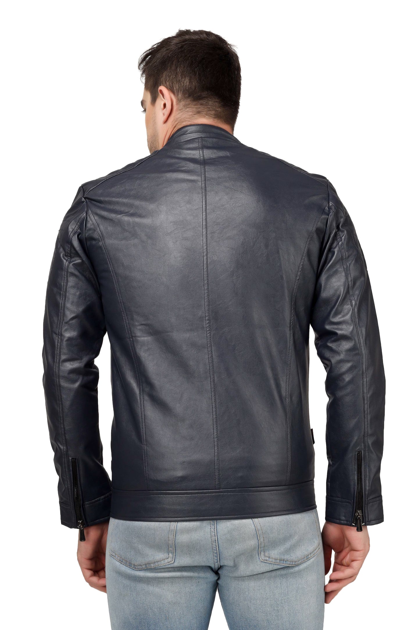 Full Sleeve Mesh Men PU Leather Jacket for Men :- Charmshilp