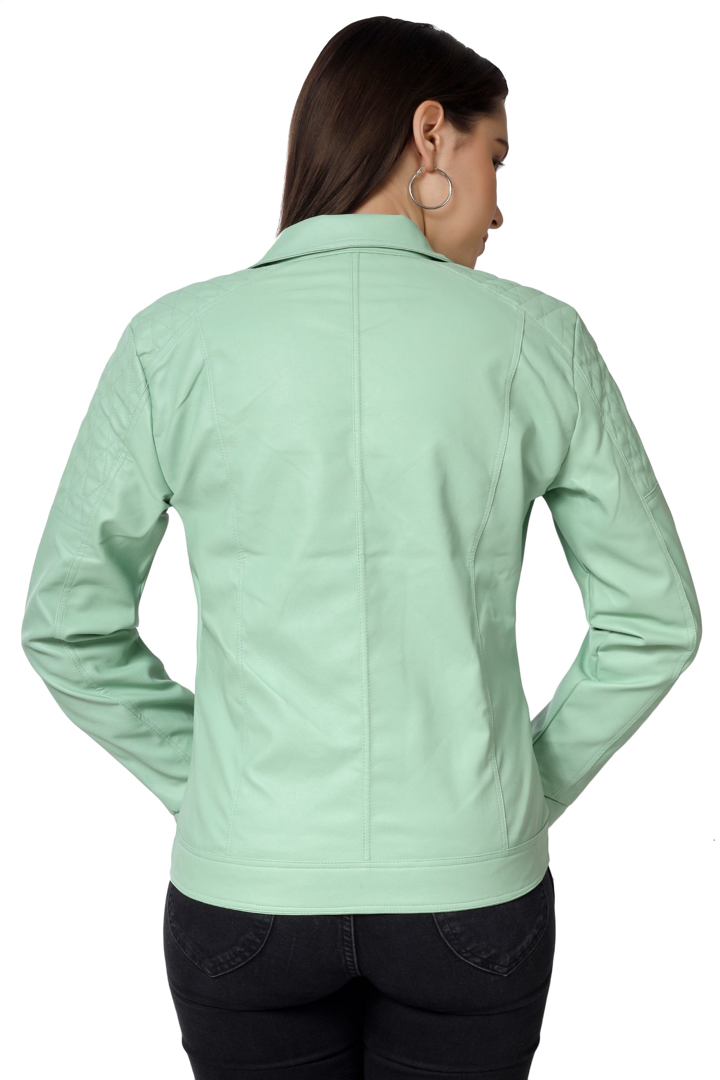 Women's Biker Jacket In Genuine Faux Leather :- Charmshilp