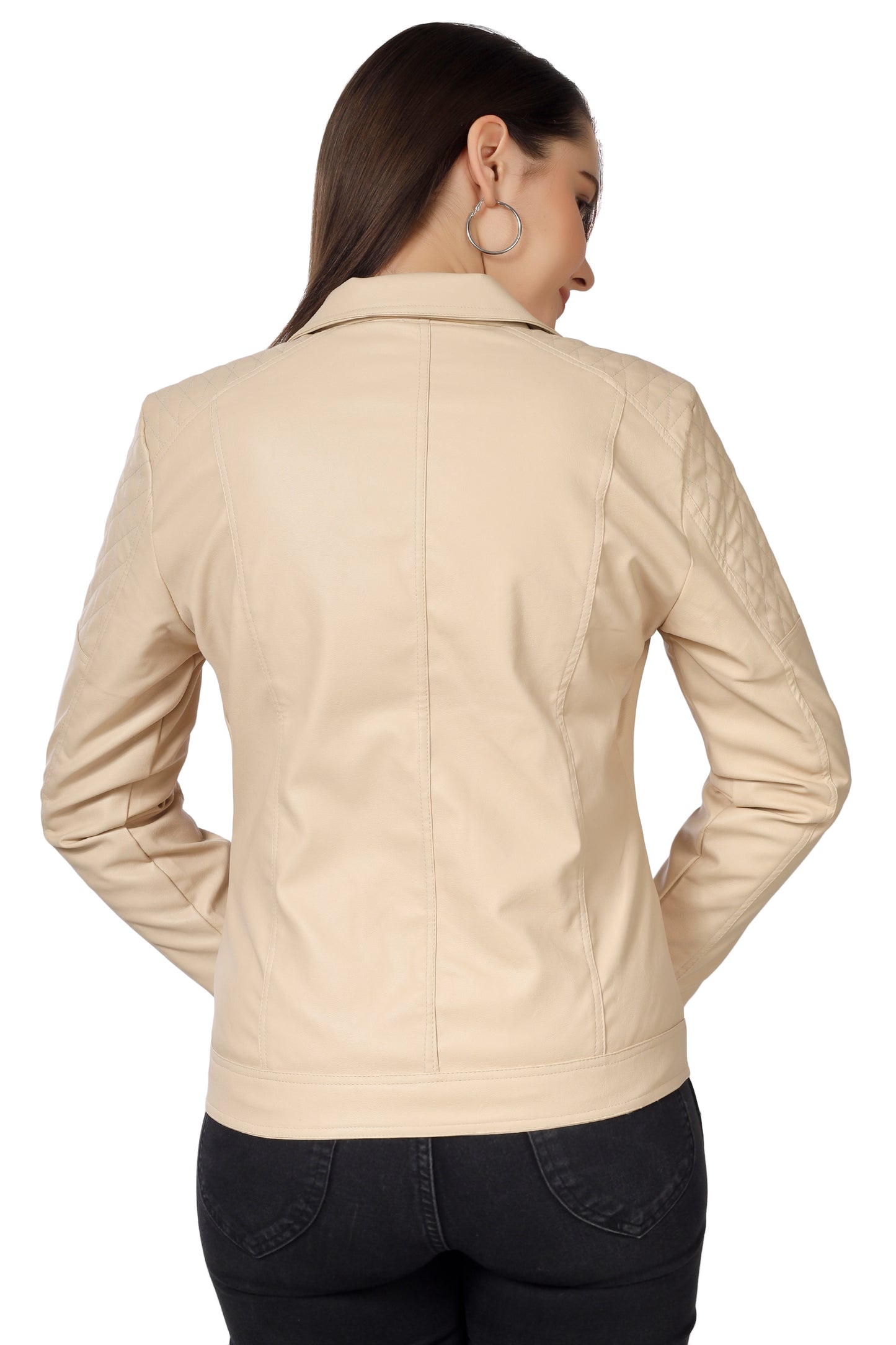 Women's Biker Jacket In Genuine Faux Leather :- Charmshilp