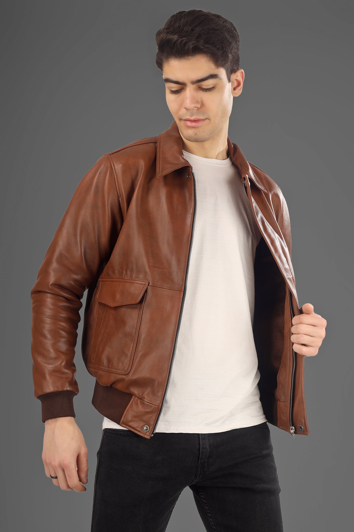 Charmshilp :- Vikram Bomber Leather Jacket