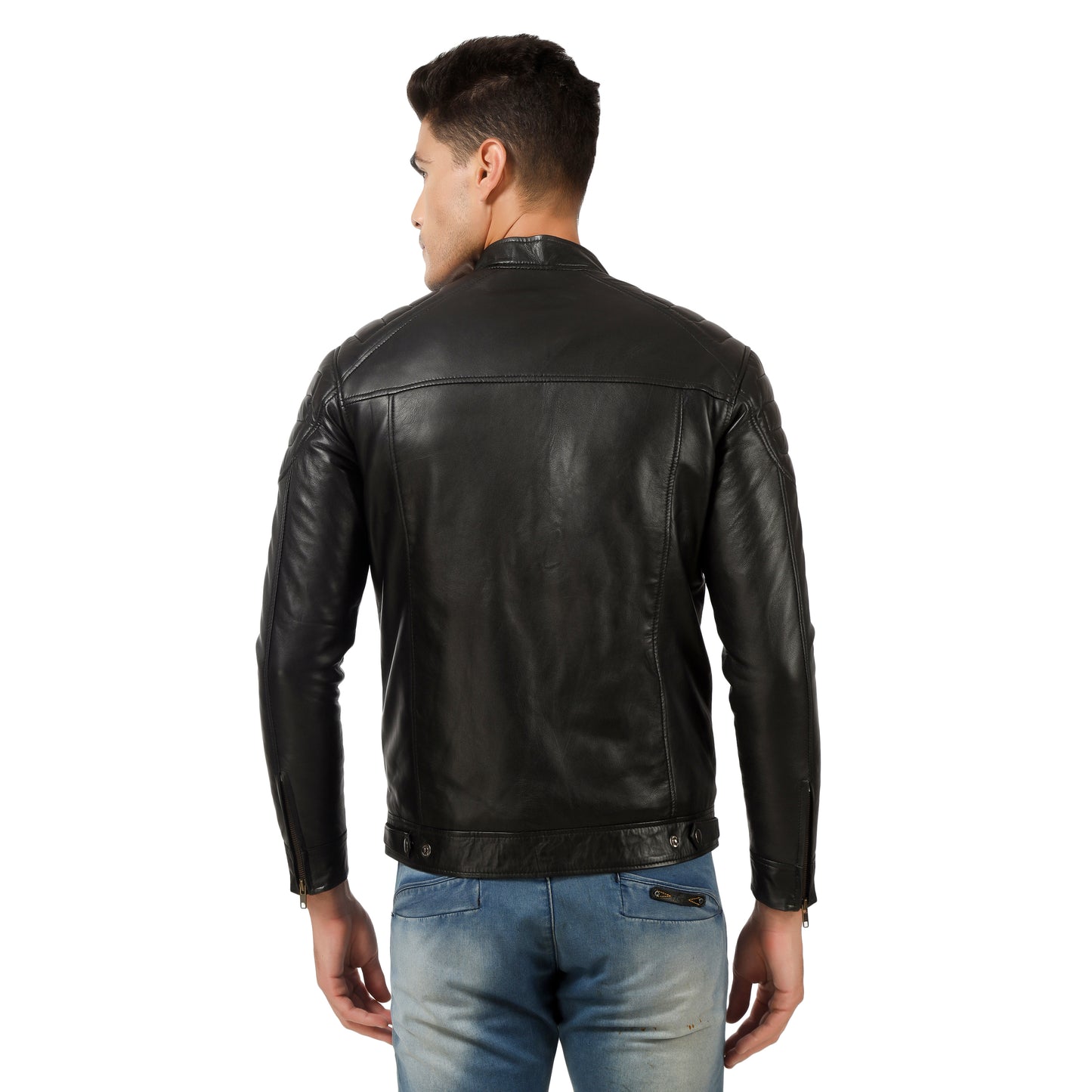 Men Racer Genuine Leather Jacket