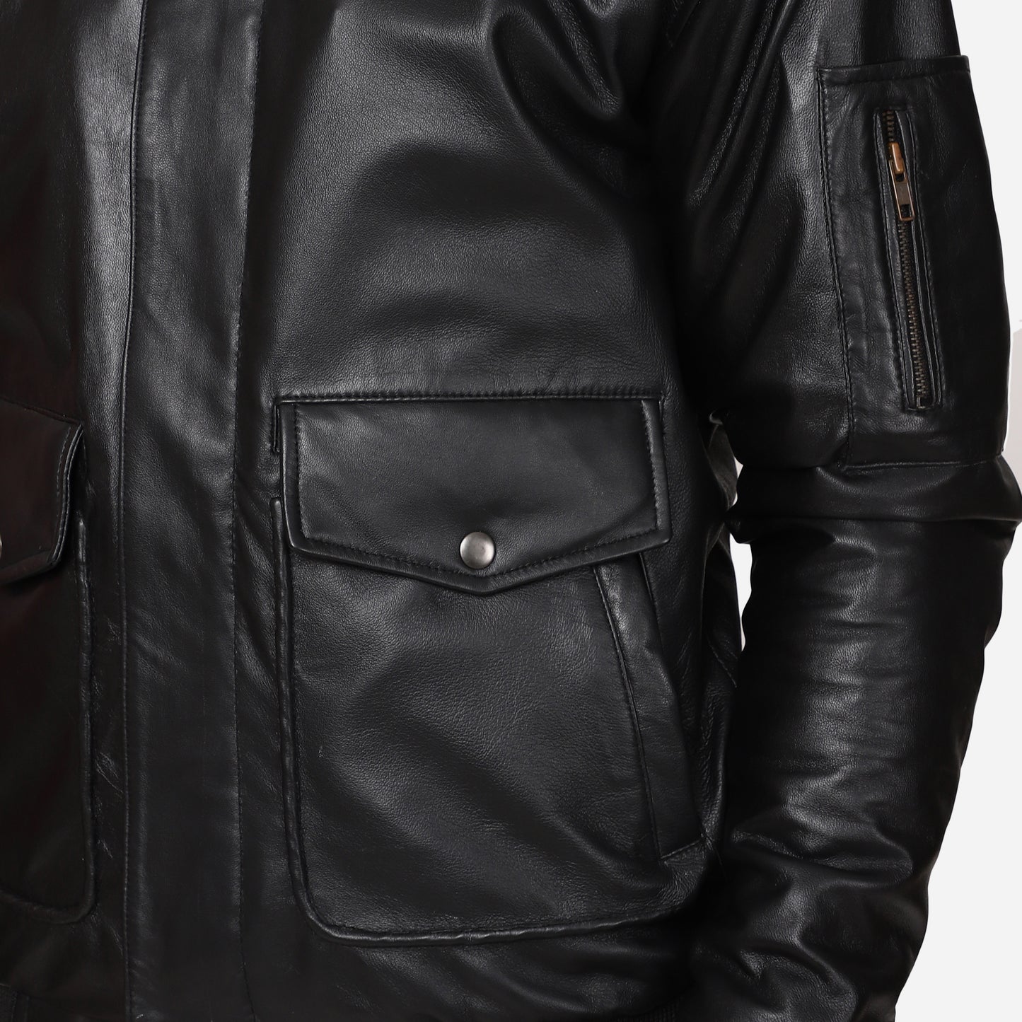 Vikram Bomber Attachable Shearling Collar leather jacket