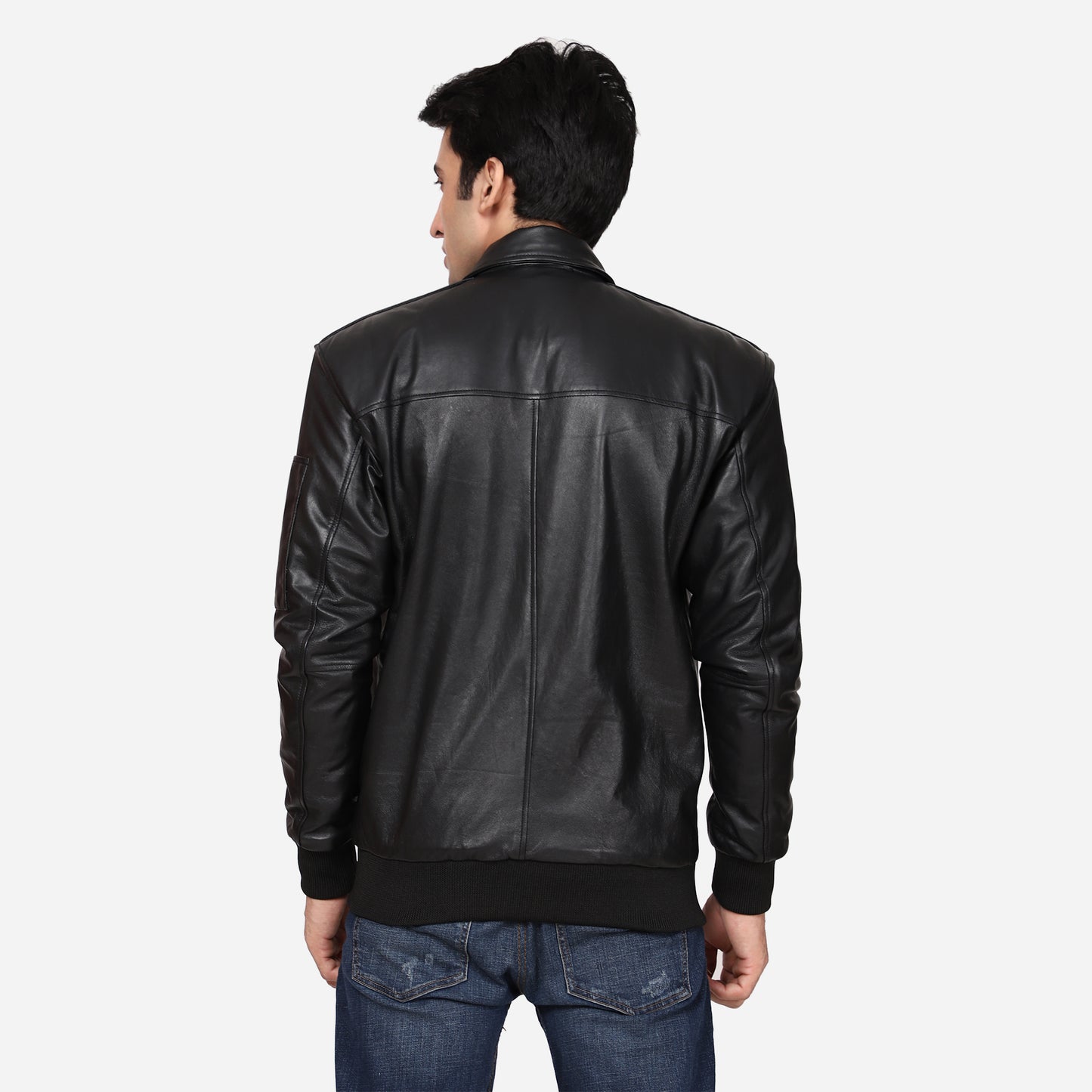 Vikram Bomber Attachable Shearling Collar leather jacket