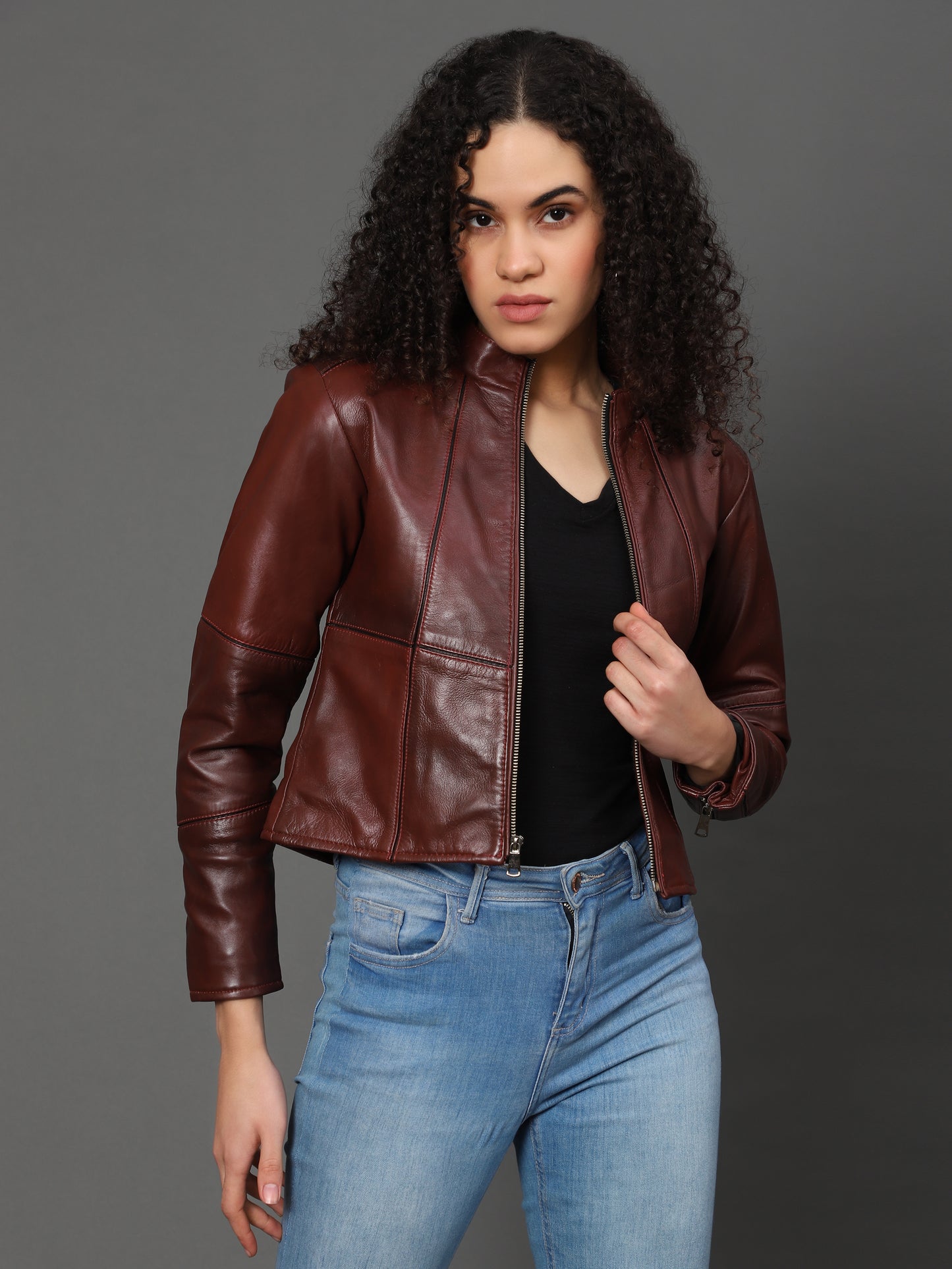 MotoMaven Strip lining Leather jacket Brown