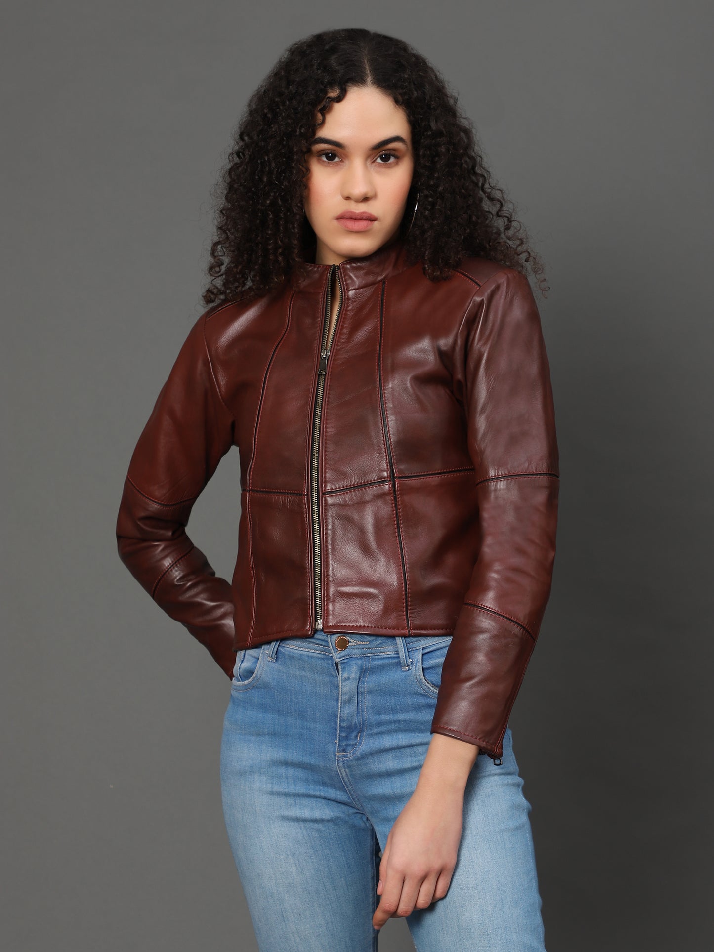 MotoMaven Strip lining Leather jacket Brown