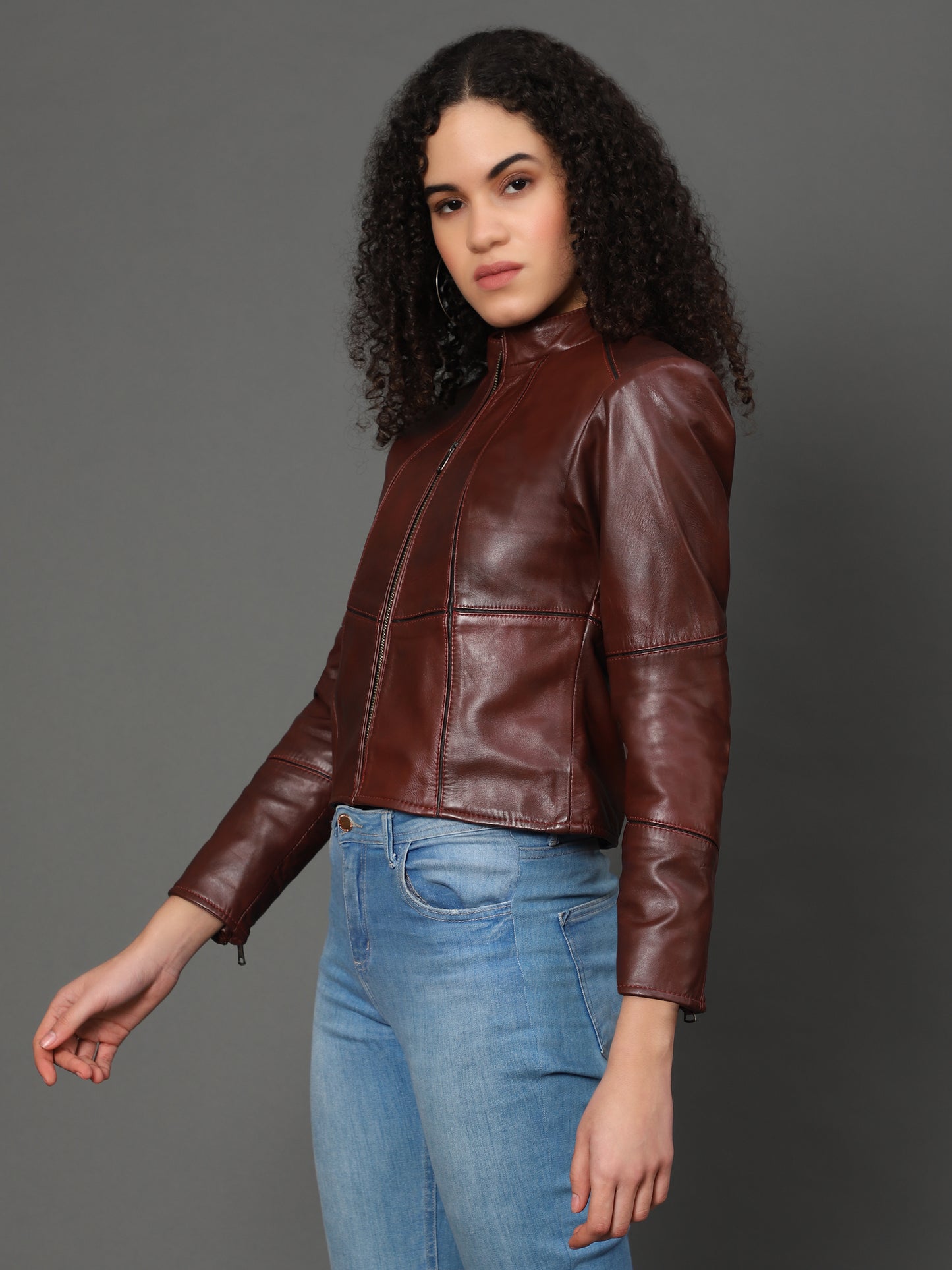 MotoMaven Strip lining Leather jacket Brown