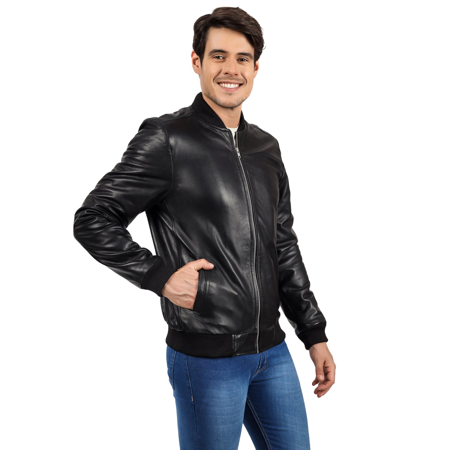 Elegant Bomber Leather Jacket